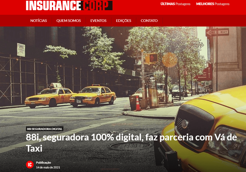 Revista InsuranceCorp divulga parceria 88i Seguradora Digital e Vá de Taxi